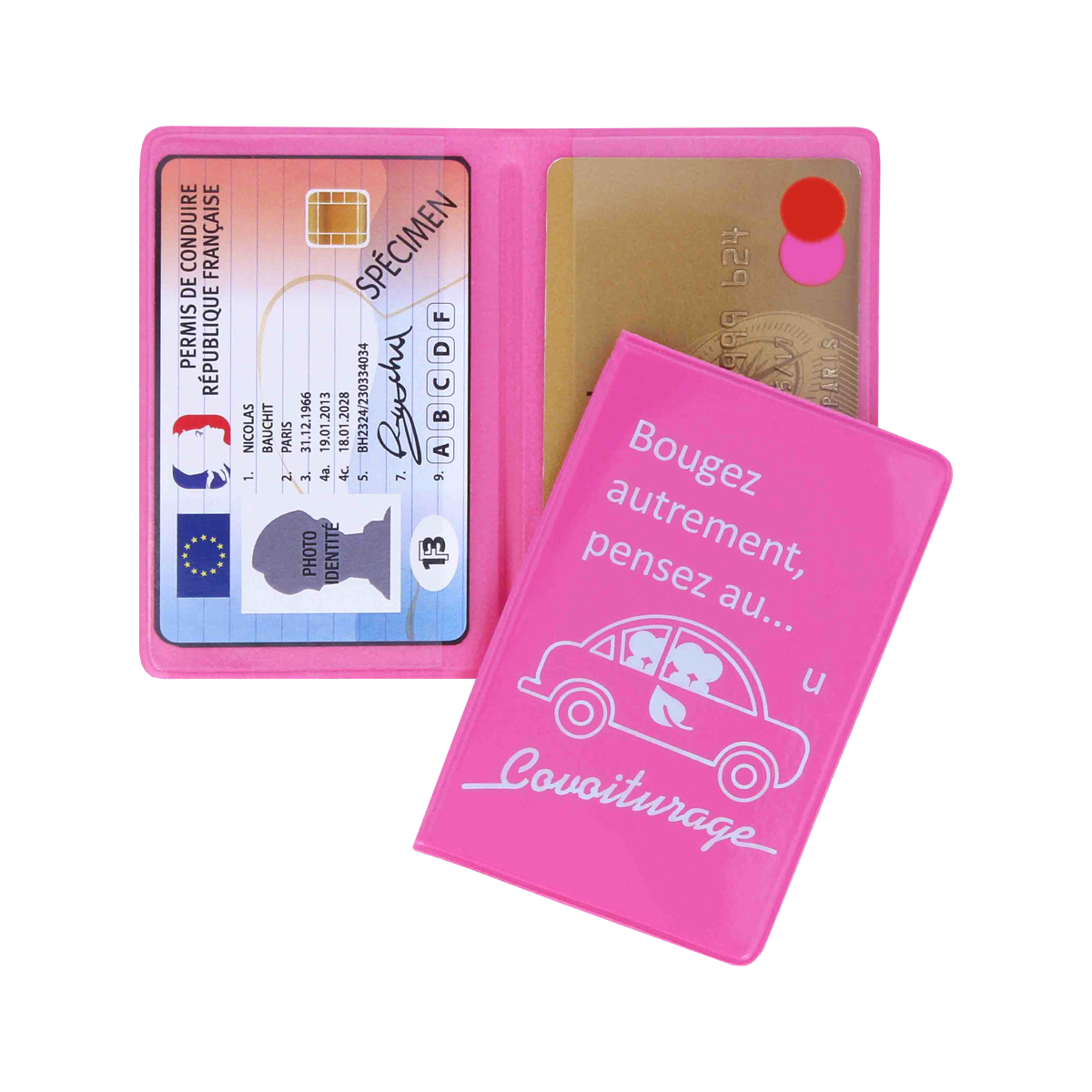 etui 2 cartes transport auto objet pub fabrication fran&ccedil;aise