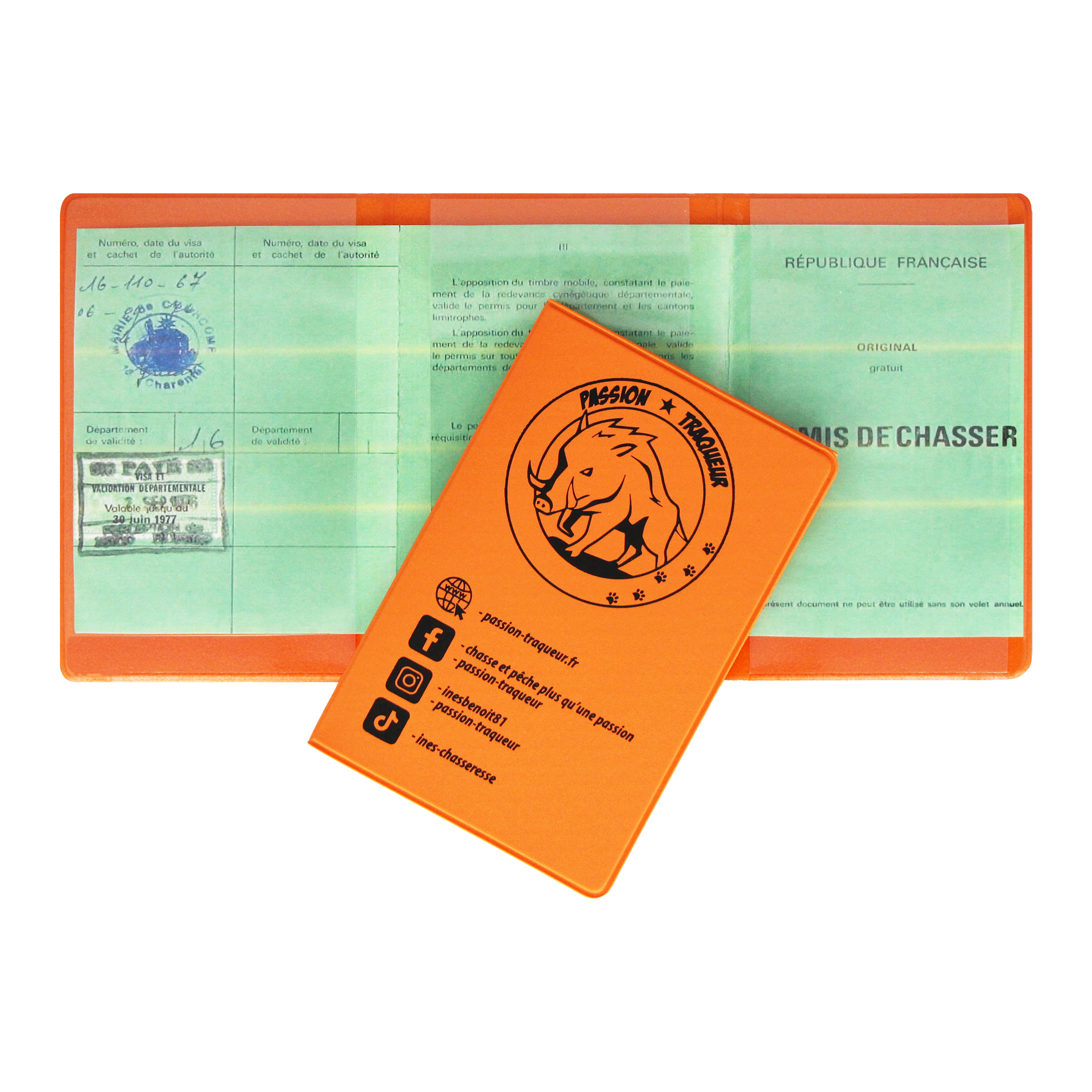 etui 2 permis de chasser objet pub fabrication fran&ccedil;aise Auxence